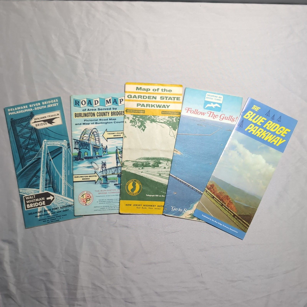 Vintage Lot 5 Maps Garden State Parkway Blue Ridge Chesapeake Bay Bridge Tunnel